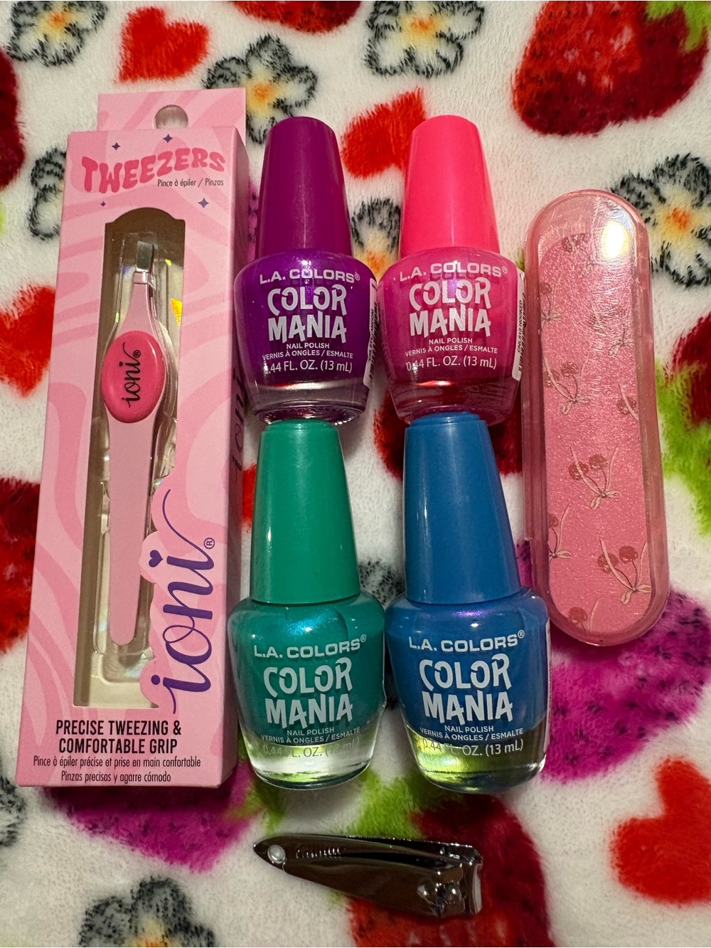 L.A. Colors Color Mania Nail Polish Set - Pink, Purple, Teal, Blue